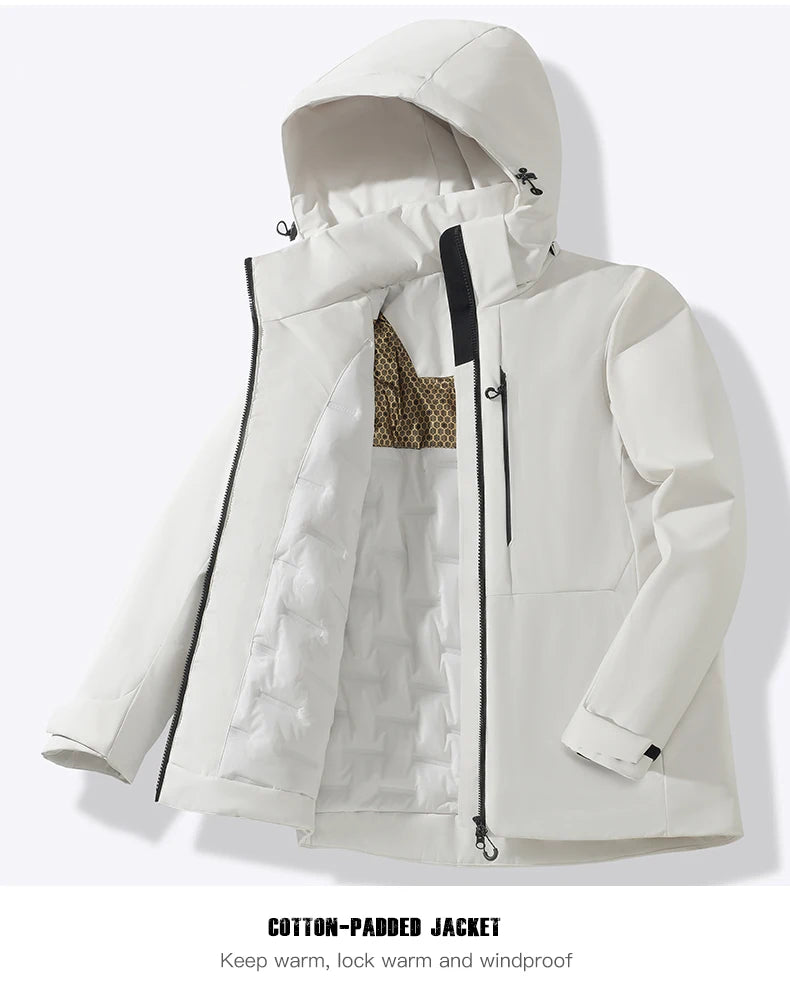 JNLN Unisex Waterproof Winter Fleece Jacket Windproof Thermal Outdoor Raincoat for Hiking Camping Skiing