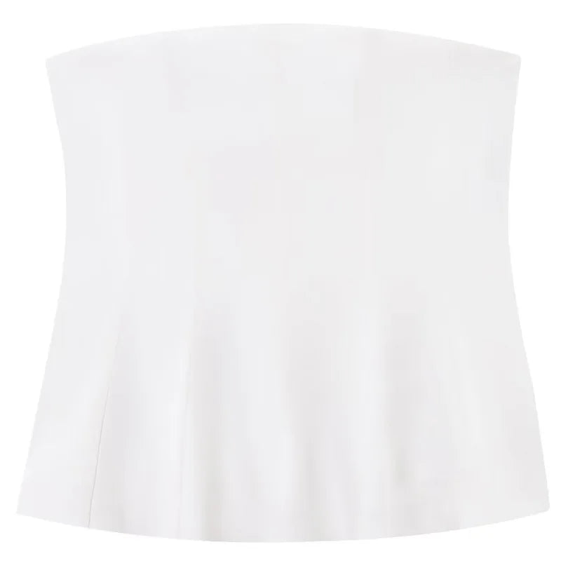 HXAO Corset Tube Top Women Summer 2025 White Pink Blue Yellow Black Top Bustier Ruffled Vests Cute Sleeveless Backless Tank Top