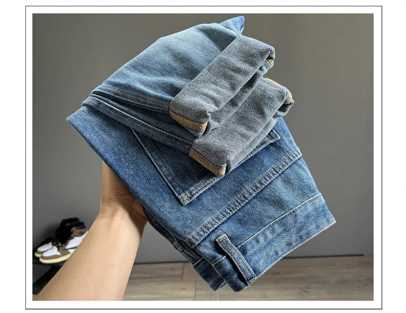 Ripped Jeans Men New Personality Fashion Vintage Blue Streetwear Baggy Denim Pants Casual Tapered Hole Frayed Trousers Male
