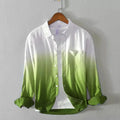 Men’s Long Sleeve Linen Shirt Casual Gradient Design