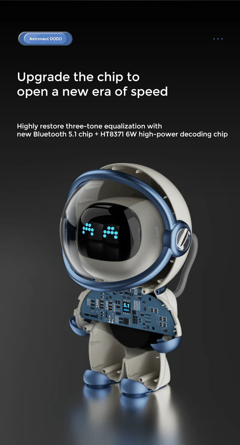 Smart Astronaut Bluetooth Speaker with Night Light, FM Radio, Portable Wireless Subwoofer Speaker