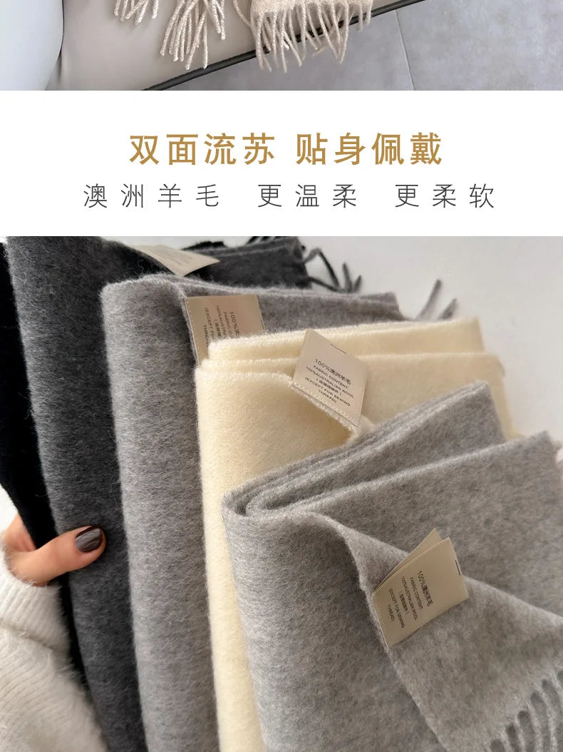Winter Narrow Scarf 28 Color 100% Wool Scarf Hot Selling Solid Color Scarf Men's and Women's Universal Warm and Cold proof Scarf - trendingshoping.com