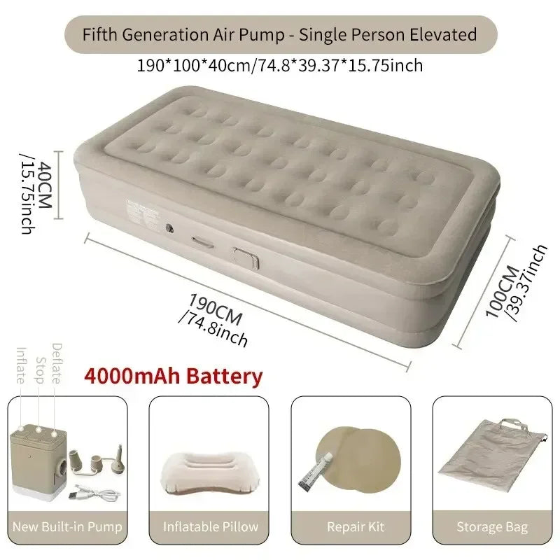 New Air Mattress Built-in Pump Self-inflating Mat Cushion Outdoor Tent Inflatable Bed Double sleeping Pad For Camping or Indoor - trendingshoping.com
