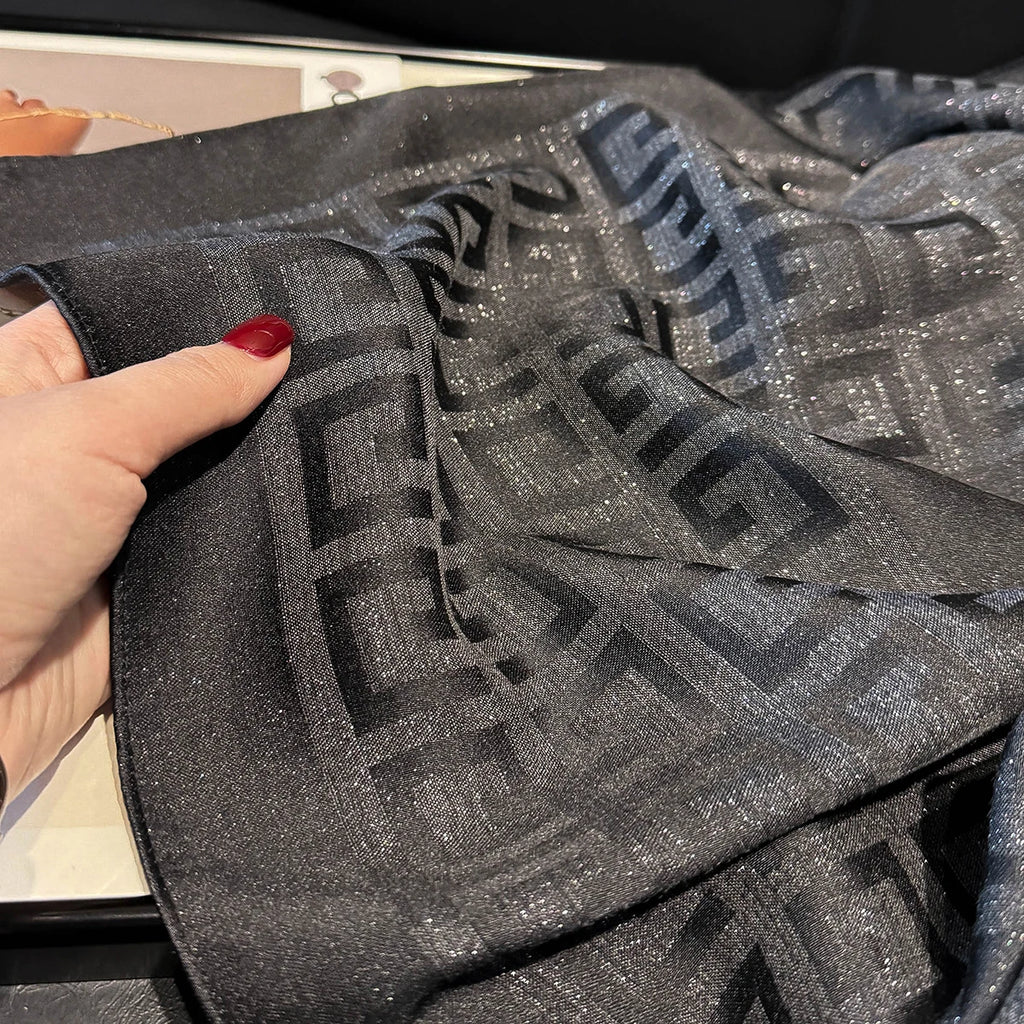 2025 Latest Spring and Autumn Women's Fashion Hijab Silky Muslim Square Sun Protection Shawl Luxury Brand Soft Female Scarf