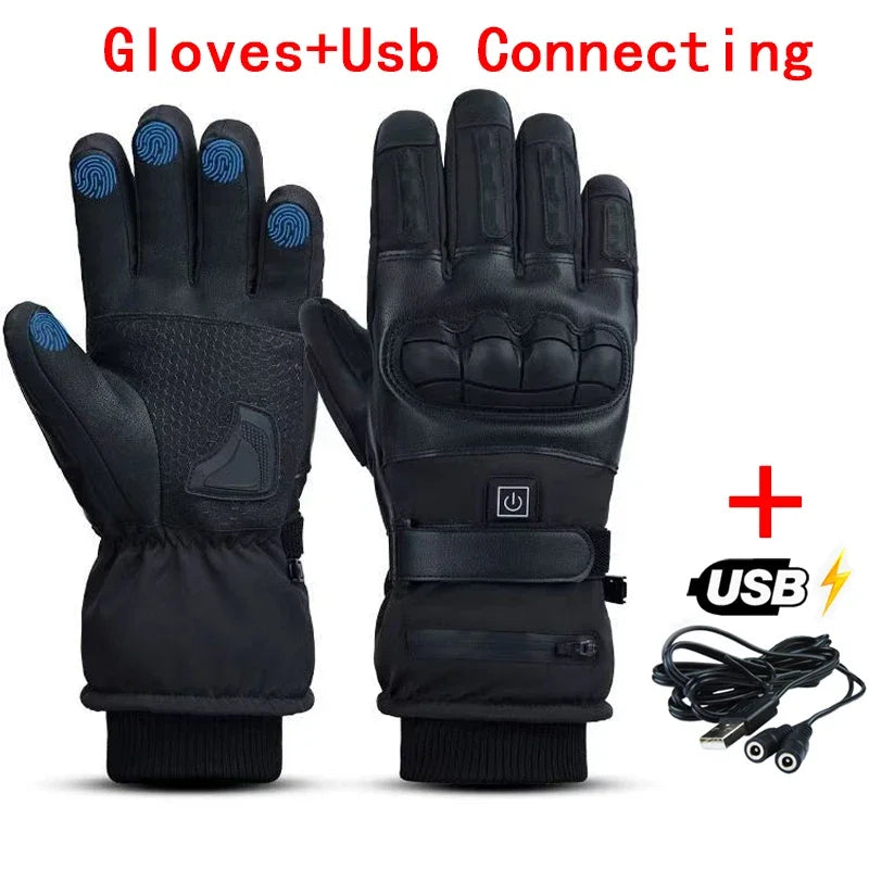 Rechargeable Heated Motorcycle Gloves Men Warm Tactical Cycling Gloves