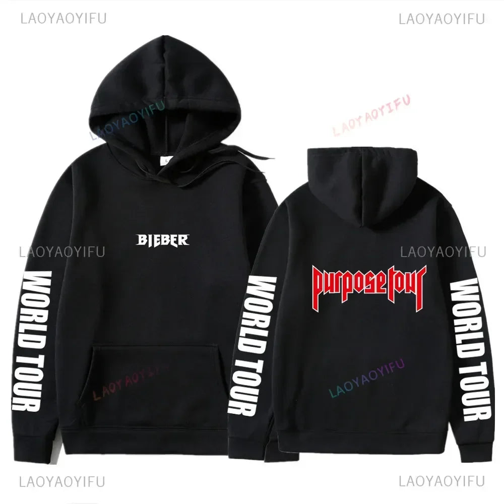 HoodiMen's & Women's Hoodie – Justin Bieber Purpose Tour Print, Hip Hop Streetwear Fleece Pullover, Warm Fashion Hoodye Sweatshirt