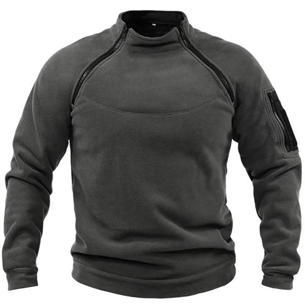Men Tactical Outdoor Fleece Jacket – Warm Windproof Thermal Pullover for Hiking