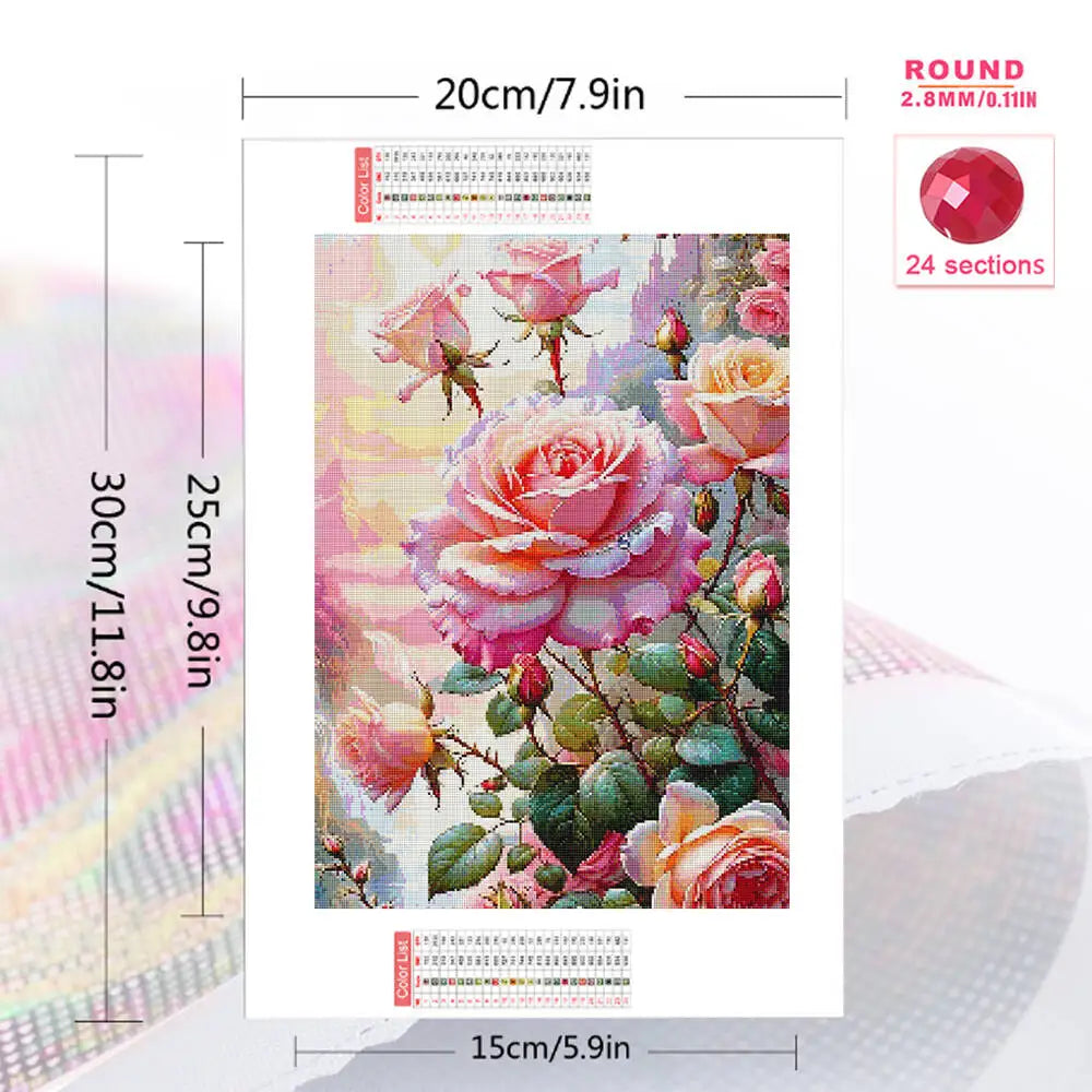 Huacan 2025 New Series Diamond Painting Flower Full Square Round Diamond Mosaic Rose Handmade Gift Giving
