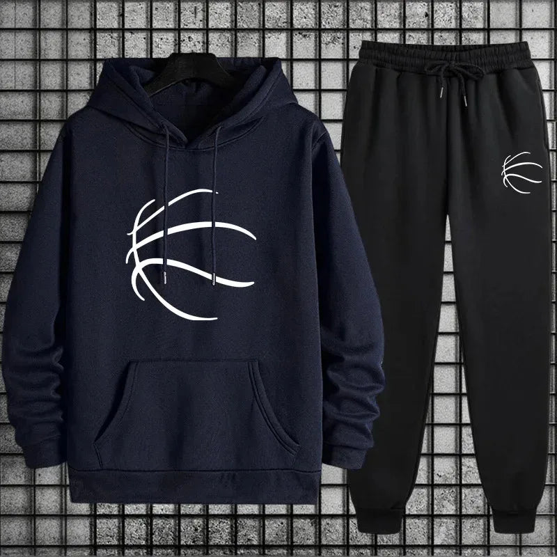 Men's 2-Piece Urban Sportswear Set - Casual Autumn & Winter Hoodie and Joggers Suit