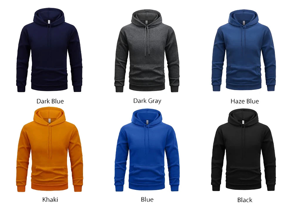 Men's Solid Oversized Fleece Hoodie – Warm Casual Hooded Sweatshirt with Pocket – Autumn/Winter Comfort Fashion Top