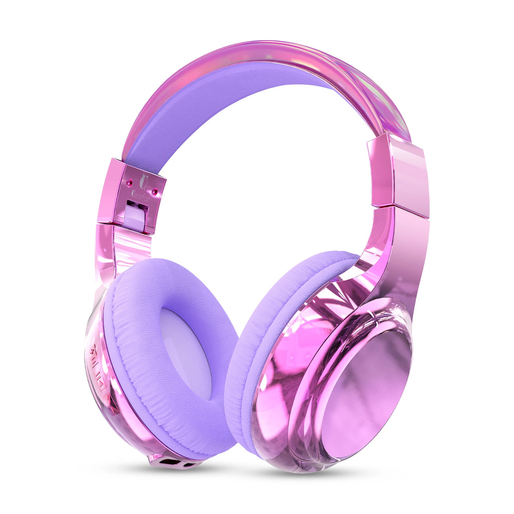 Glossy Bluetooth Headphones For Kids Girls Wireless Stereo Headset With Mic