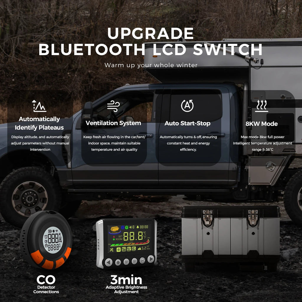 Sunster TB10pro 8KW Portable Diesel Air heater 12V/24V/220V w/Bluetooth APP/Ventiation mode/CO monitoring For Car Home Camper RV - trendingshoping.com