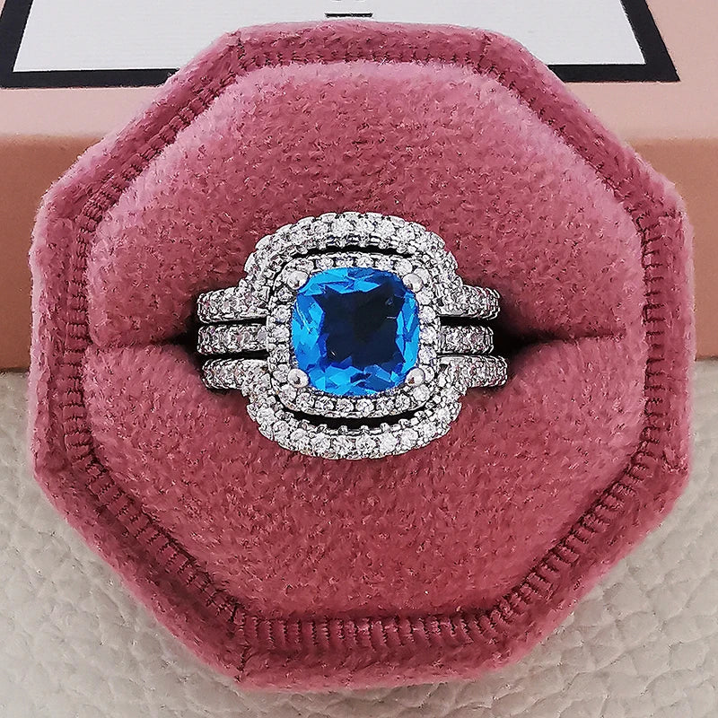 2025 Trend New Rose Gold Color silver color bride Engagement Wedding Ring Set of for Women Christmas Gift Dating Jewelry R4955 - trendingshoping.com