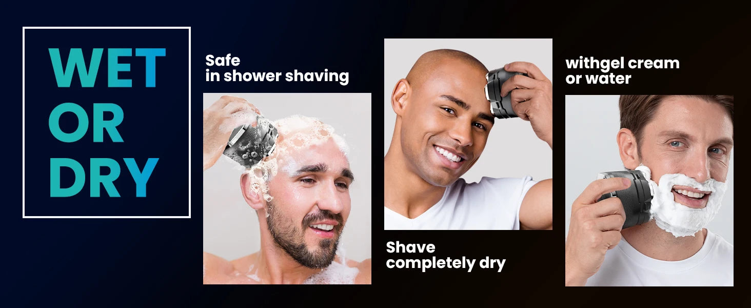 KENSEN Electric Head Shaver for Bald Men 6D Magnetic Razor Hair Trimmer USB Rechargeable LED Display Wet/Dry Shave Beard Shaver - trendingshoping.com