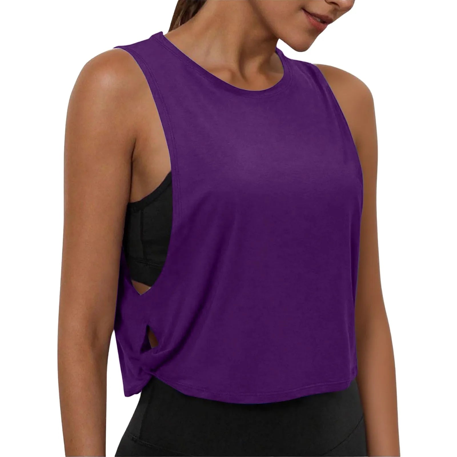 Women’s Sleeveless Yoga Top Breathable Workout Tank Crop Top Athletic Running Vest