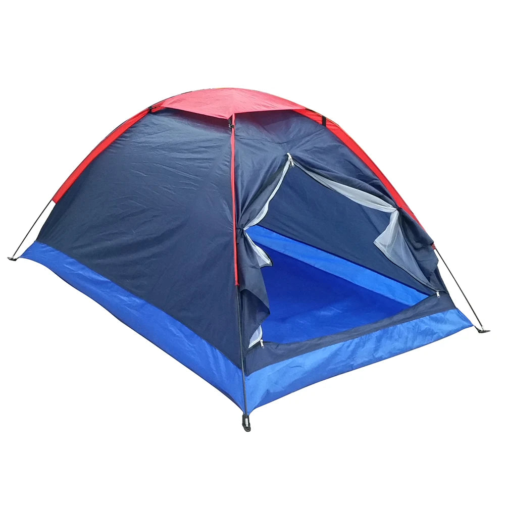 2 People Outdoor Travel Camping Single Layer Tent with Bag for Outdoor Camping Traveling for Summer Spring Autumn 3 Seasons