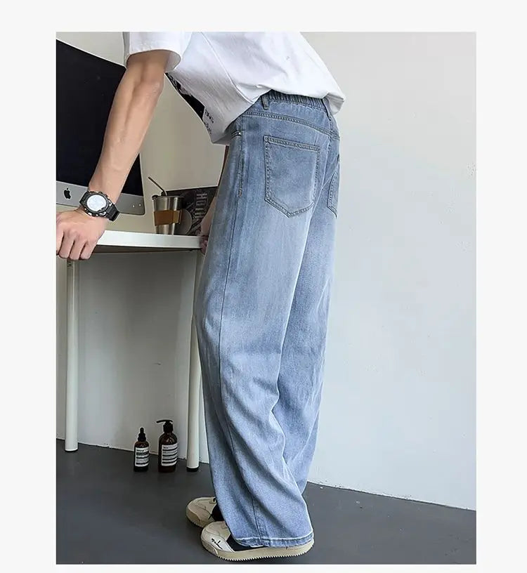 Mens Large Denim Jeans Baggy Fit Trousers for Men