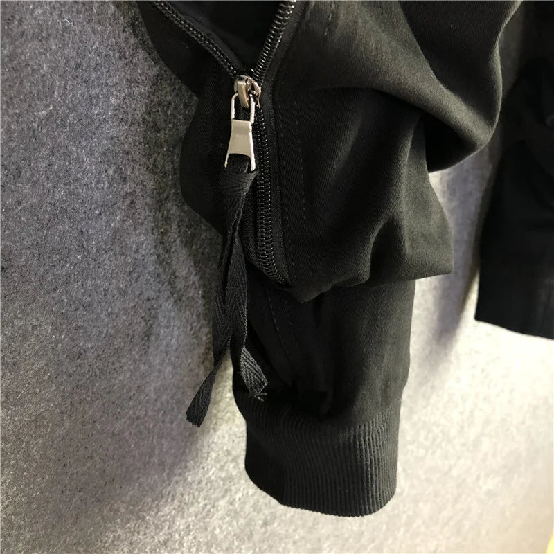 ARENS Men's Big & Tall Baggy Cargo Pants with Zipper Pockets - High Street Hip-Hop Overalls