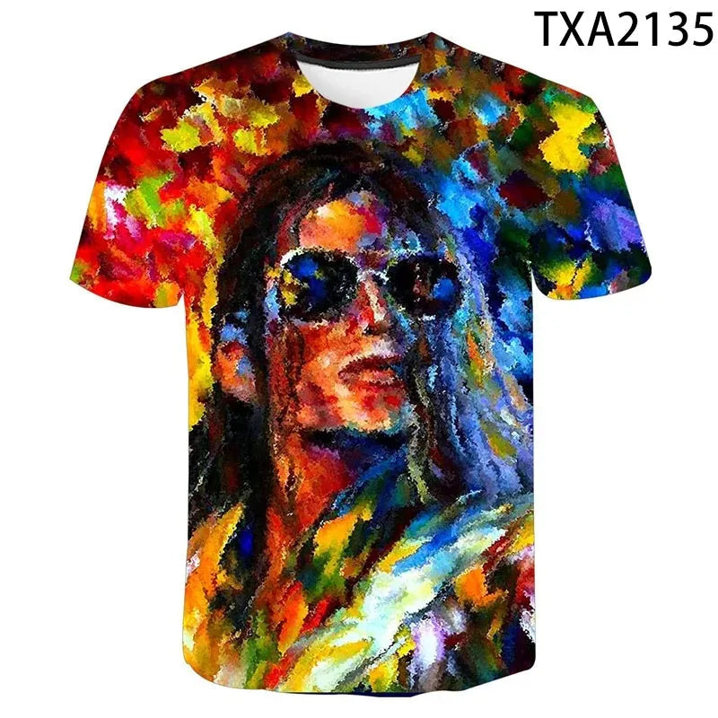 TShirts Singer Michael Jackson 3D Print Casual Fashion Oversized Round Neck T Shirt Kids Boys Girls Tees Tops Tshirt Clothes
