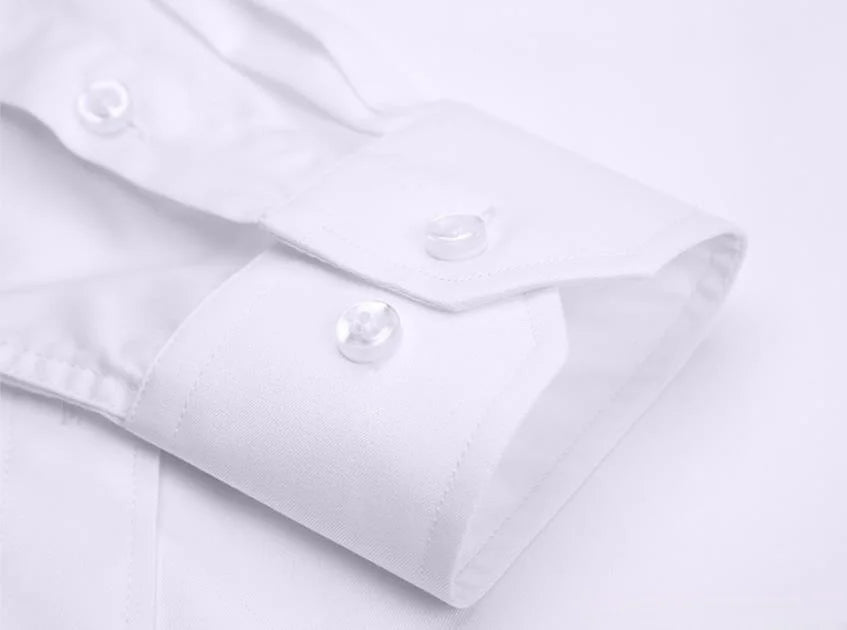 Men’s Formal Long Sleeve Solid Color Anti-Wrinkle Office Shirt with Pocket