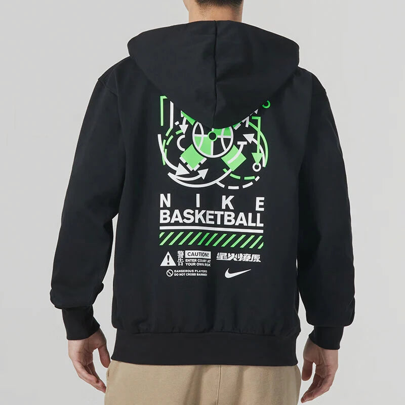 Men's Casual Warm Hooded Sweatshirt - Dri-FIT Performance Fleece Pullover - FV4027 - Black