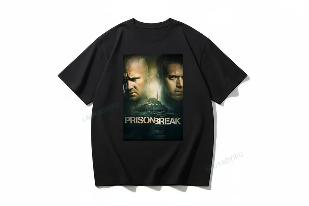 Men's Vintage Prison Break T-Shirt – Michael Scofield Graphic Streetwear Cotton Top