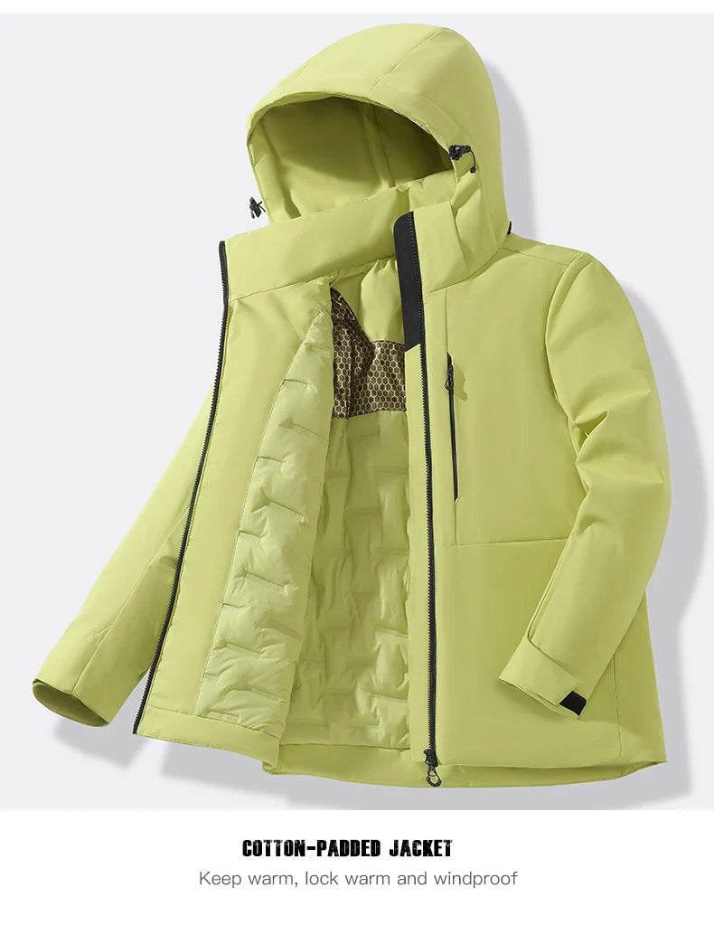 JNLN Unisex Waterproof Winter Fleece Jacket Windproof Thermal Outdoor Raincoat for Hiking Camping Skiing