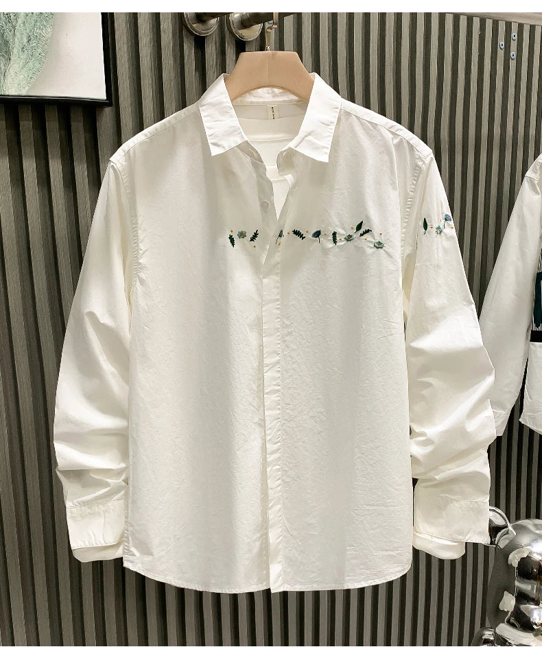 Men’s Hawaiian Printed Long Sleeve Button-Up Shirt