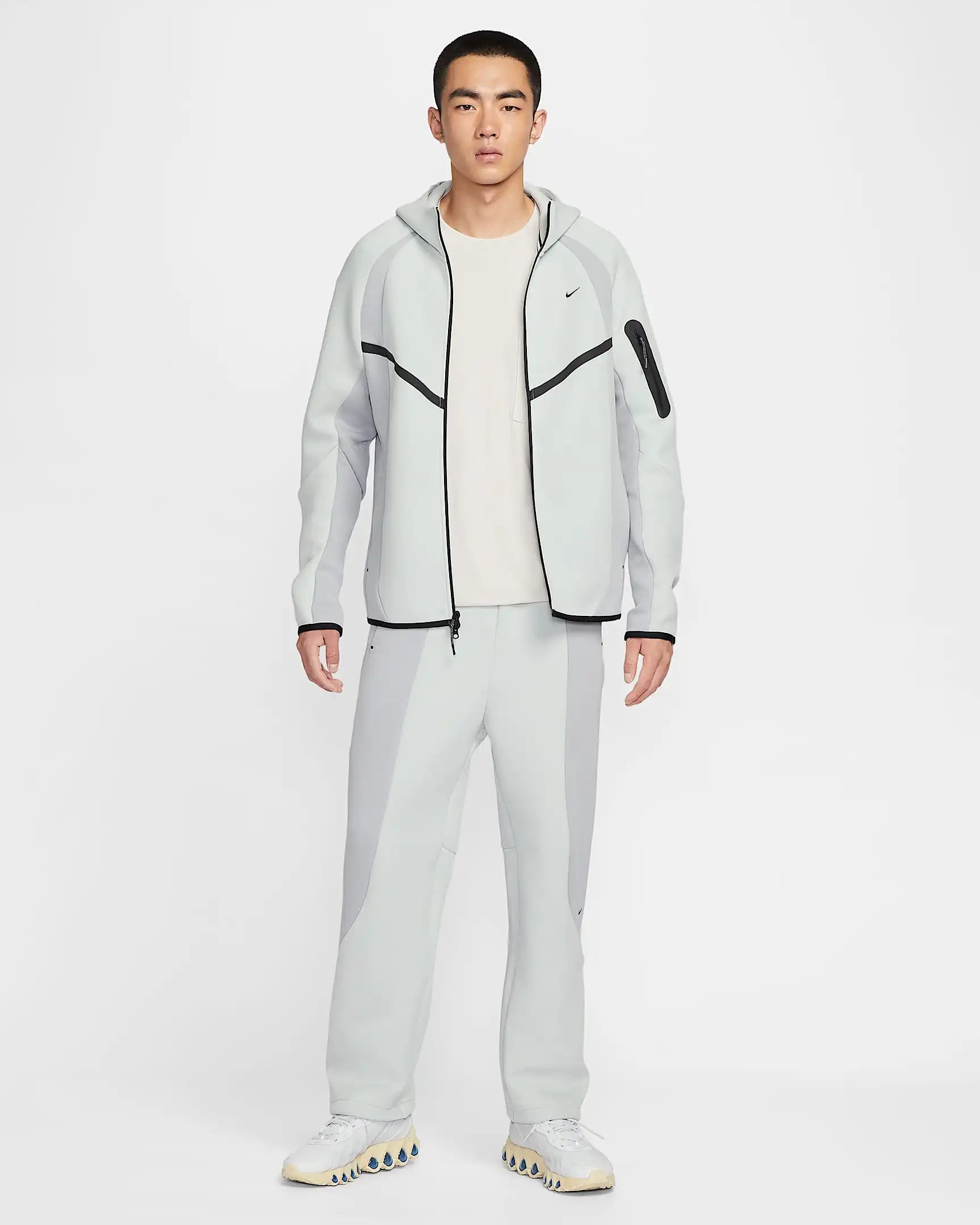 Men's Tech Knit Windrunner Jacket - Full-Zip Athletic Sportswear Hooded Coat - IF1326-034 - Heather Grey