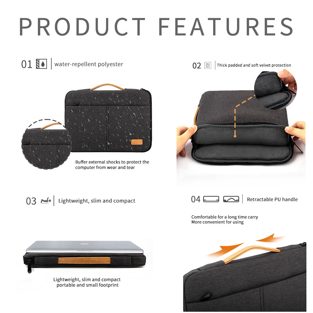 Laptop Sleeve bag 14 15.6 Inch Notebook Pouch For Macbook HP Dell Acer Shockproof Computer Briefcase Travel Business Men Case - trendingshoping.com