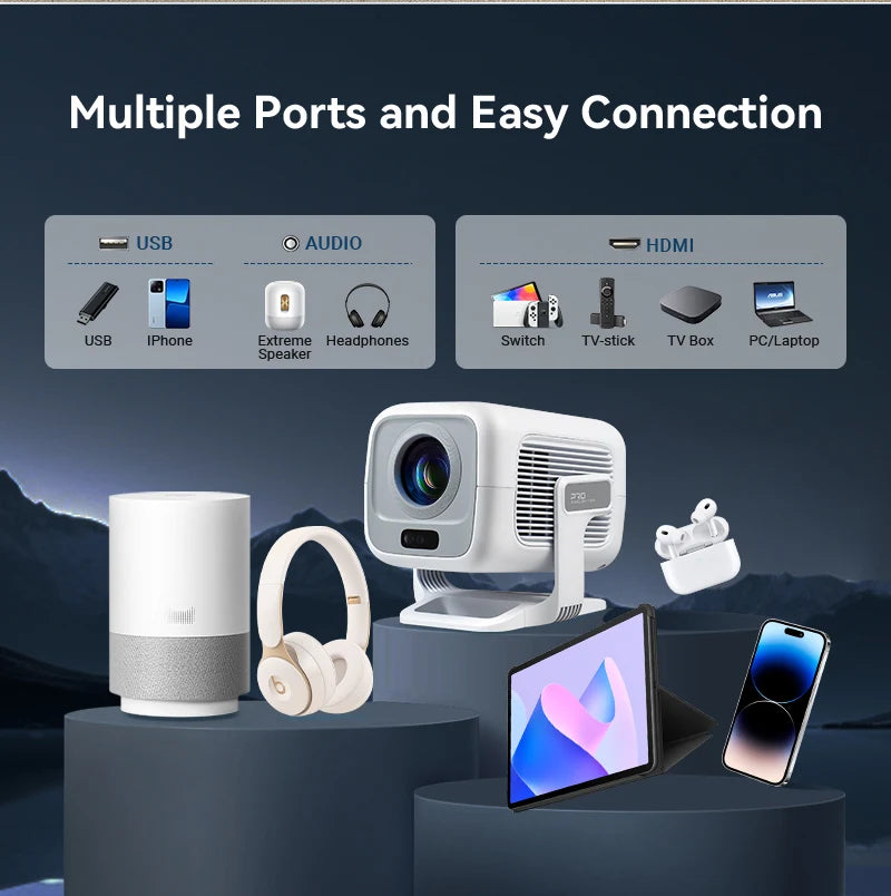 HUAWEISHI 4K Projector Android Native Portable 1080P Auto Focus 600ANSI Video home Cinema Outdoor hd led Projetor - trendingshoping.com