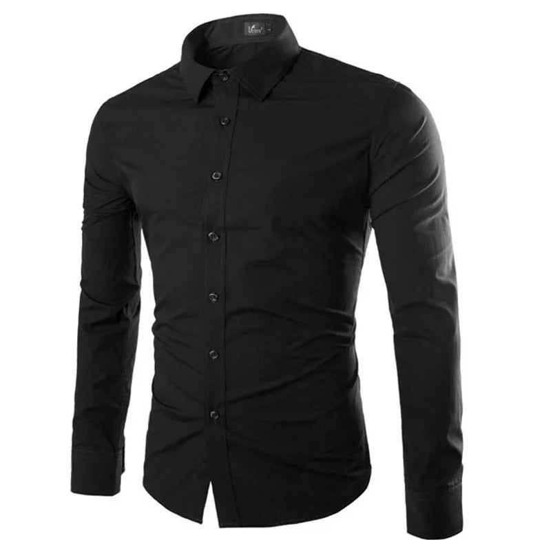 Men’s Solid Color Long Sleeve Casual Shirt Candy Color Fashion Shirt
