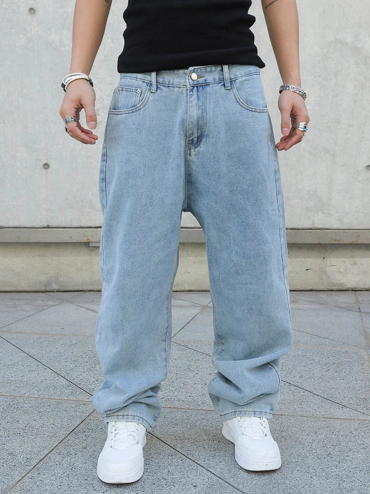 Men's Baggy Wide-Leg Jeans - Y2K Streetwear Oversized Loose Fit Denim