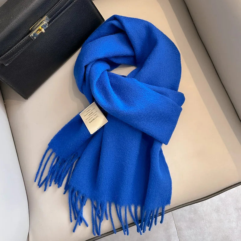 Winter Narrow Scarf 28 Color 100% Wool Scarf Hot Selling Solid Color Scarf Men's and Women's Universal Warm and Cold proof Scarf - trendingshoping.com