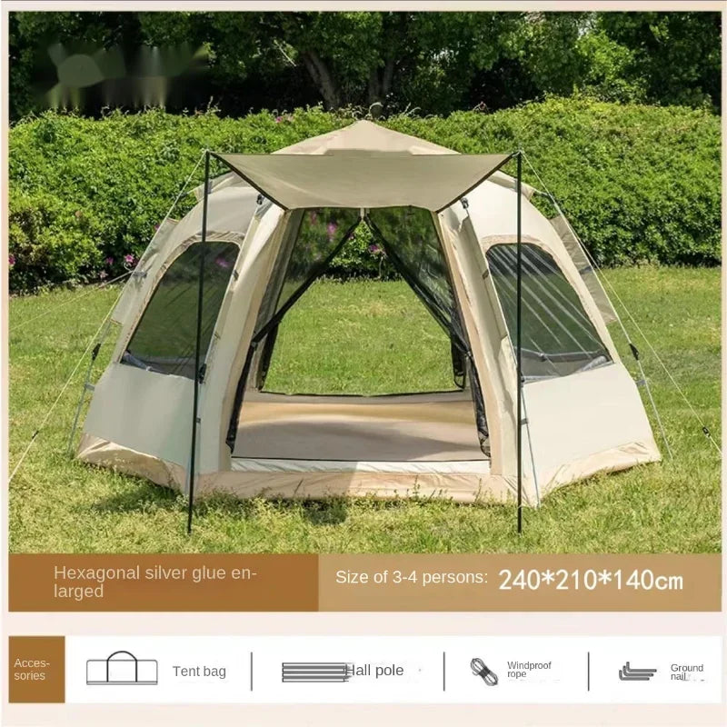 Outdoor Camping Fully Automatic Tent For Travel Beach Use 3 To 4 Person Party Tent