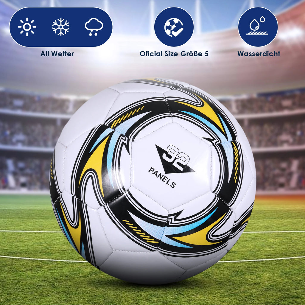 Official Size 5 Training Soccer Ball - Durable Machine-Stitched PVC Football