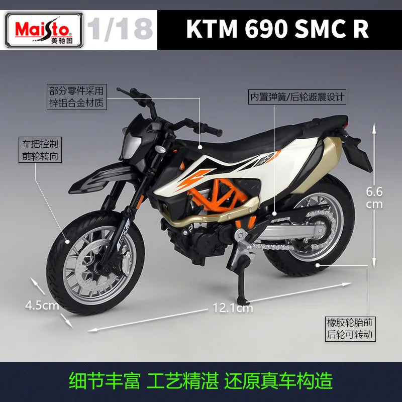 Maisto 1:18 Ktm 690 Smc R Simulation Alloy Motorcycle Model With Base