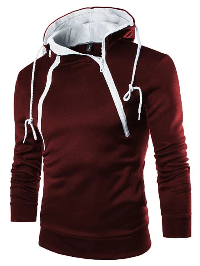 Men Long Sleeve Zipper Hoodie Pullover Sweatshirt