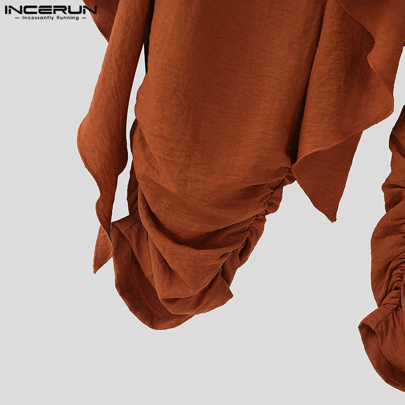 INCERUN Men's Pleated Harem Pants - Oversized Streetwear Trousers