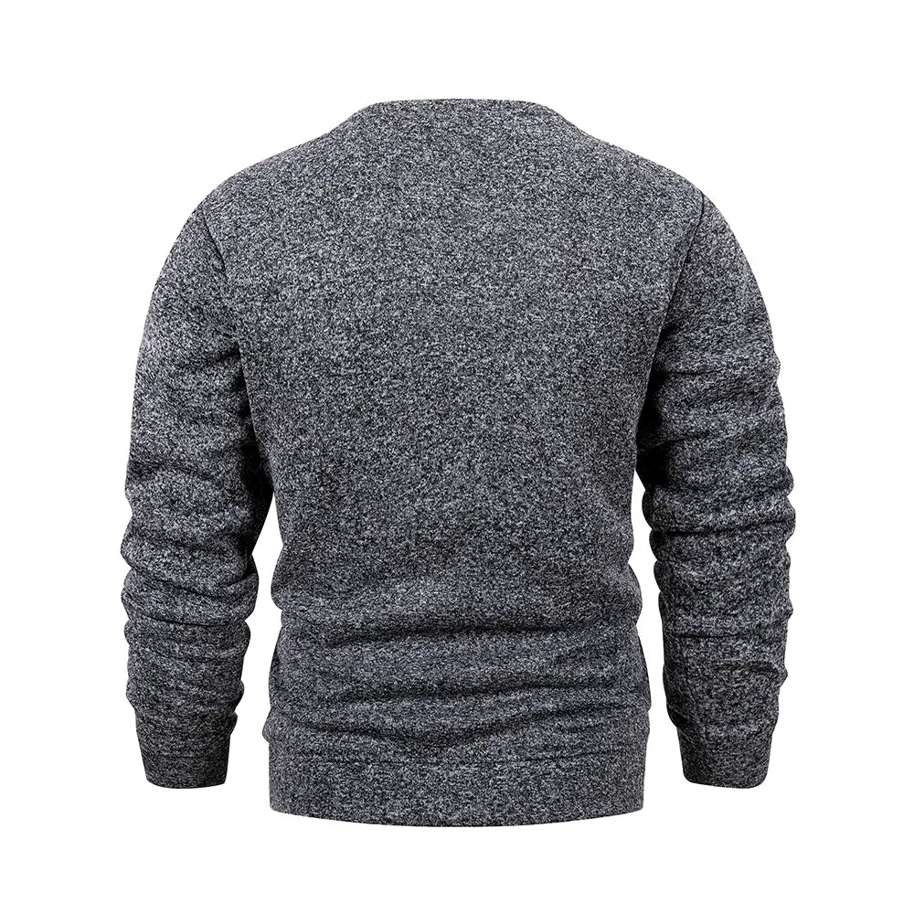 Men’s Casual Round Neck Sweatshirt Loose Fit Solid Color Long Sleeve Pullover