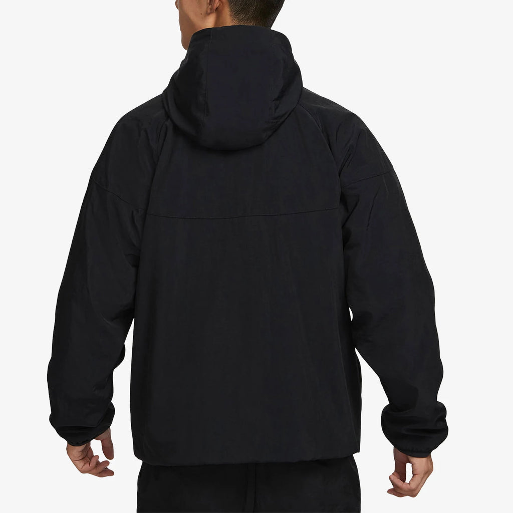 Men's Winter Fleece Hooded Loose Jacket - Thermal Water-Repellent Sportswear - FB8619-010 - Black