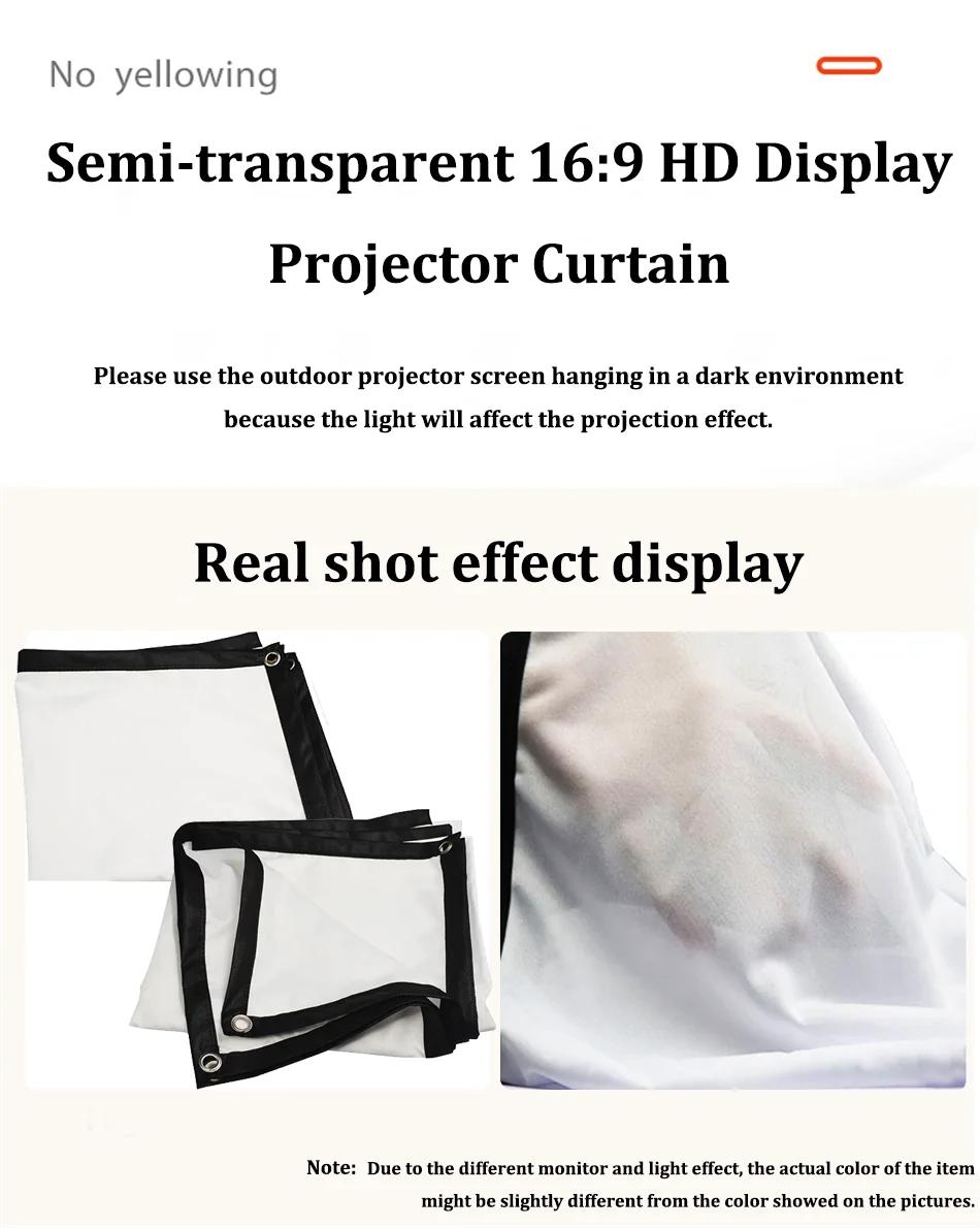 16:9 HD Display Projector Curtain Various Sizes Projection Screen 4K High Quality for Home Office Household Bedroom Accessories