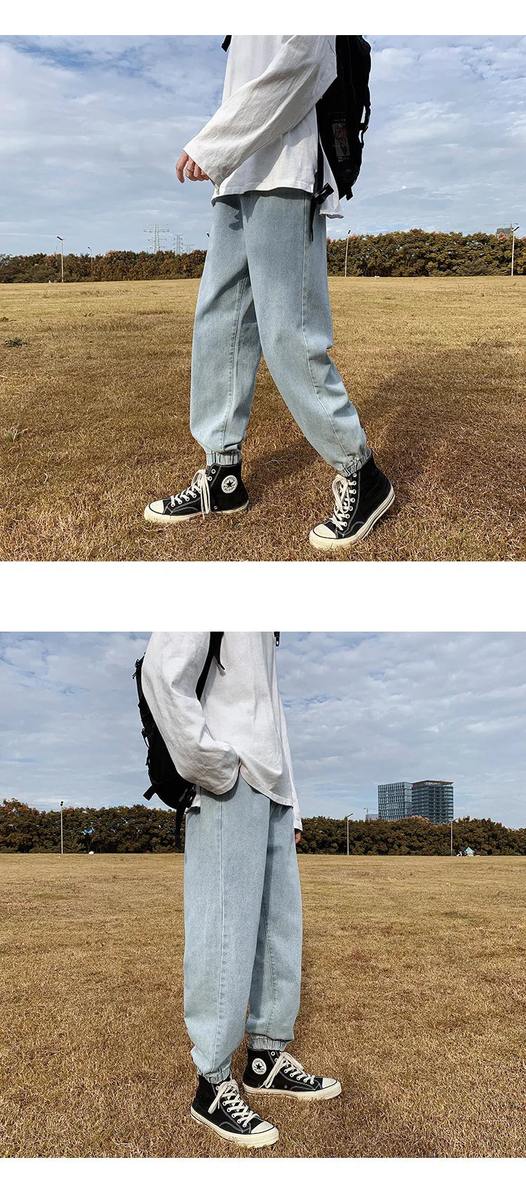 Jeans men Jeans Man Loose Joggers Streetwear Harem Jeans Cargo Pants Ankle-Length Denim Trousers denim pants joggers men - trendingshoping.com