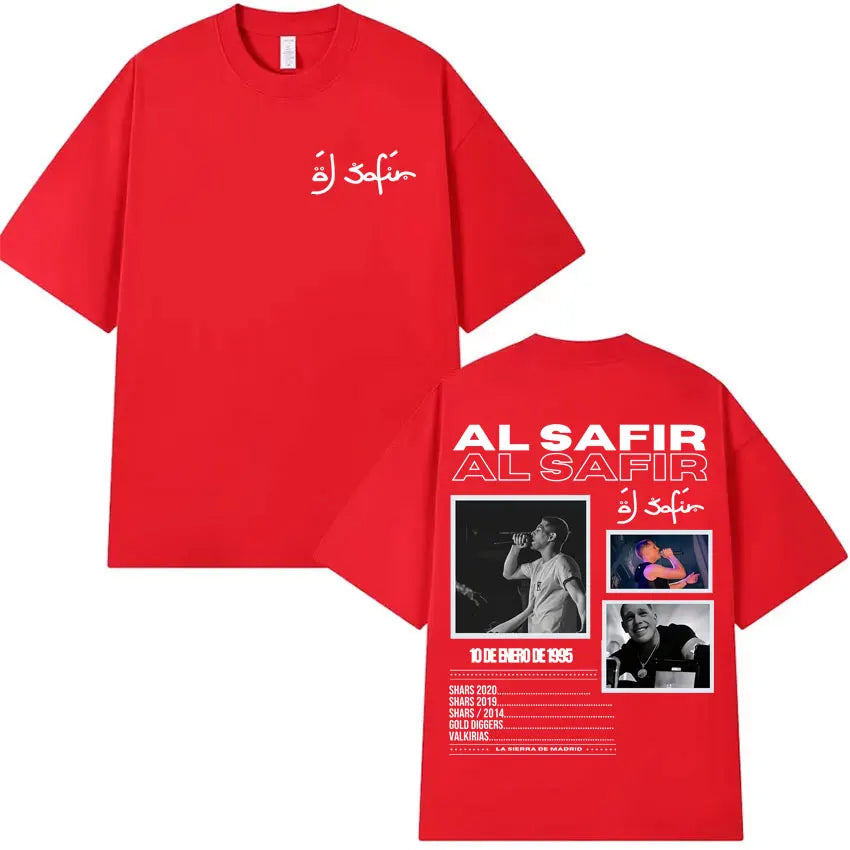Rapper Al Safir Tour Graphics Hip Hop Tshrit Mens Harajuku Clothing Oversized Tide T-shirts Gothic Casual Y2K T Shirt Streetwear
