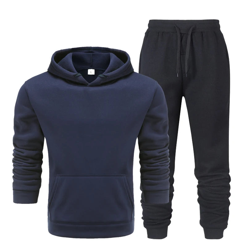Men’s 2-Piece Sports Tracksuit - Autumn Hoodie & Joggers Set for Running & Fitness
