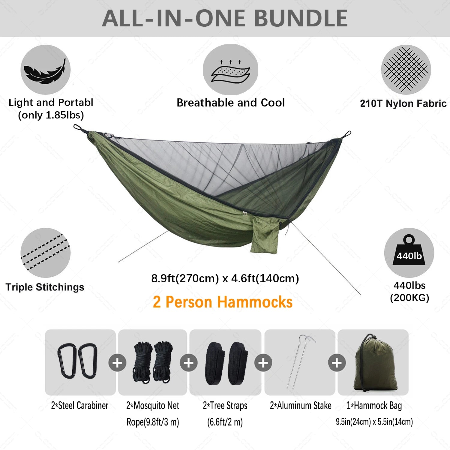 Naturehike Two Person Camping Hammock With Mosquito Net Ultralight Outdoor Hanging Swing For Adults