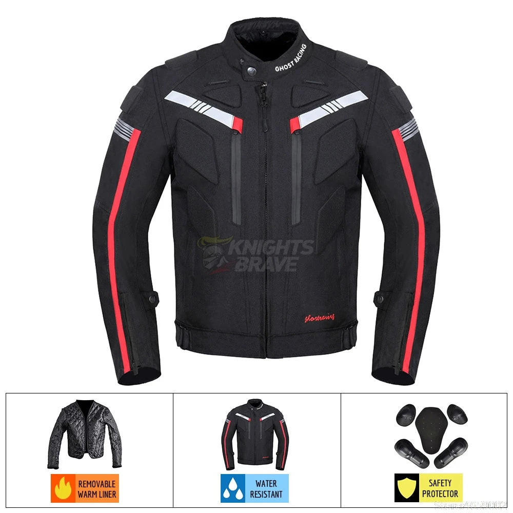 Motorcycle Jacket Cold Proof Waterproof Motocross Jacket for Men Chaqueta Moto Protective Gear Black Motorbike Riding Jacket