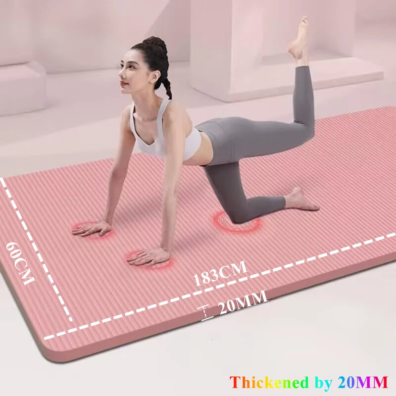 20MM 183x60cm Thick Yoga Mat Anti Slip Sport Fitness Mat for Exercise Yoga Pilates Gymnastics Fitness Equipment