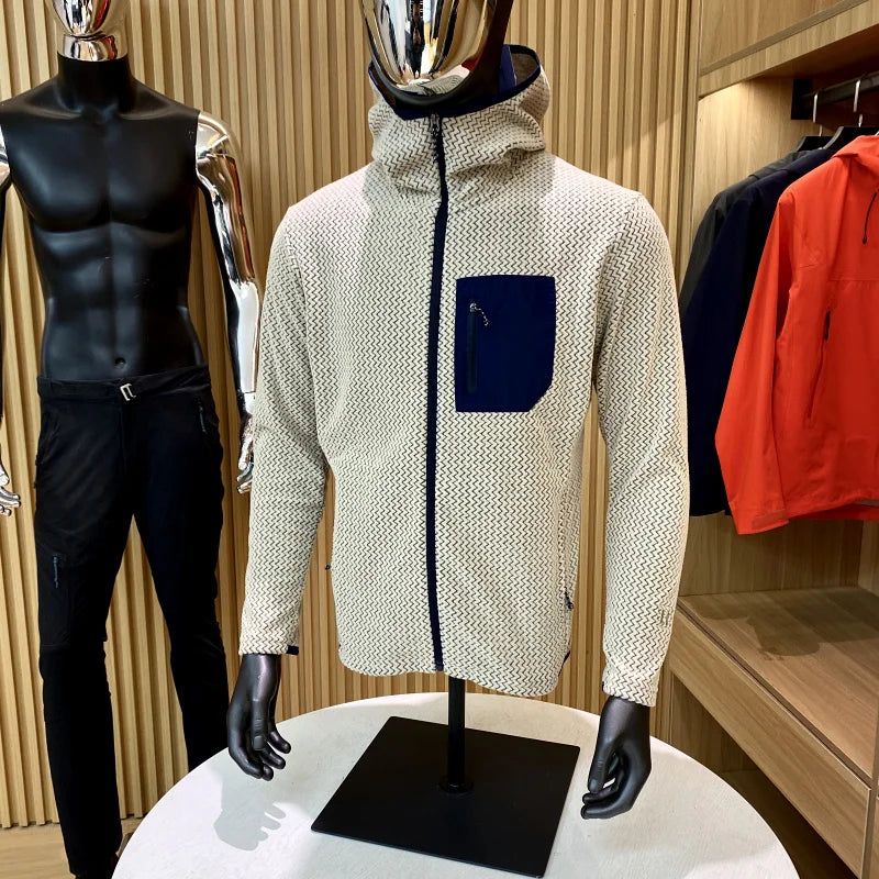 Mens Warm Fleece Hoodie Outdoor Jacket Breathable Skin Friendly Autumn Winter Thermal Sweatshirt