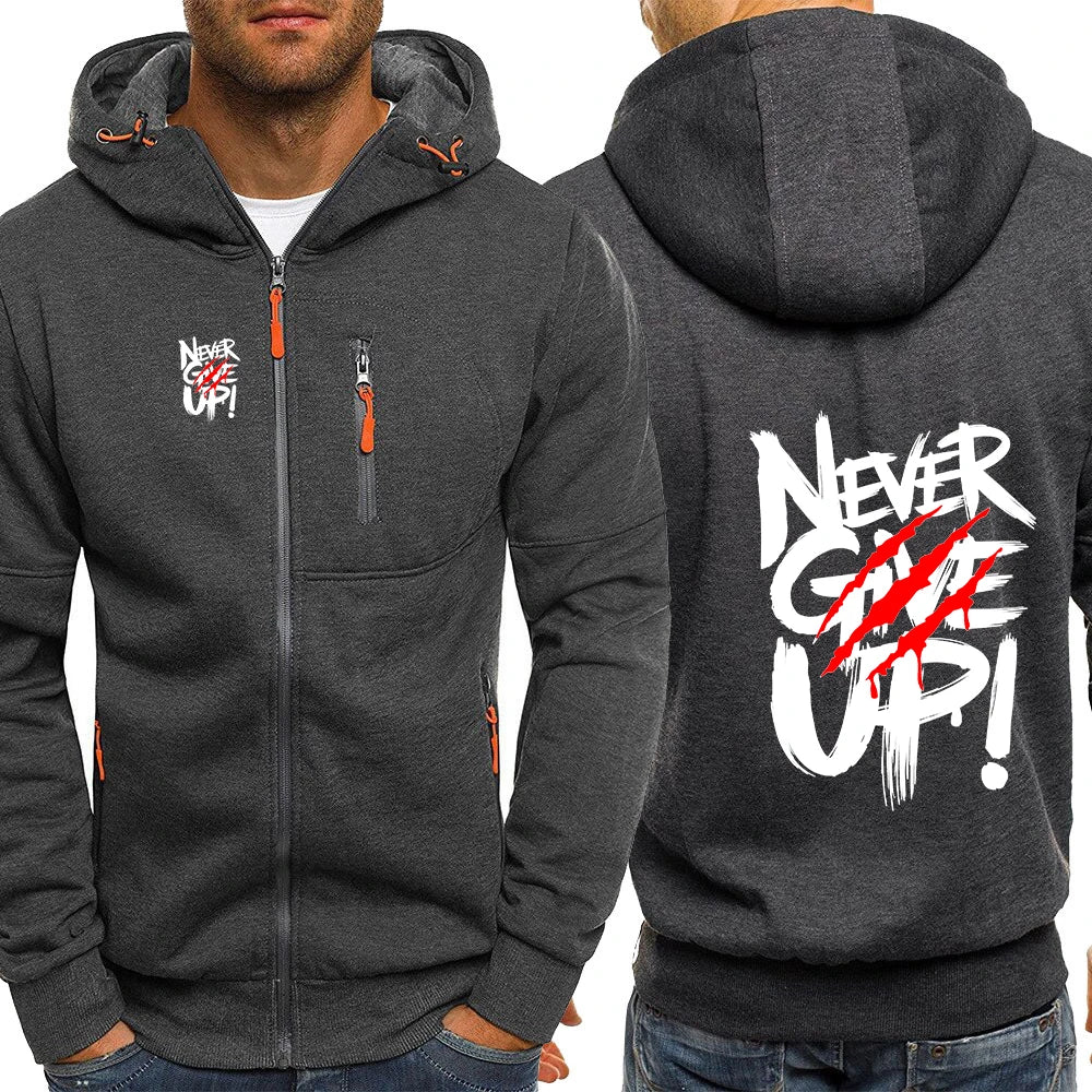 Not Afraid Of Failure Printing 2026 New Spring Autumn Men's Three-color Zipper Fashion Hooded Streetwear Casual  Jacket